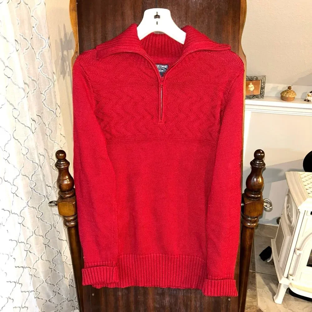 Vintage POLO RALPH LAUREN 1/4 Quarter Zip Knit Pullover Sweater flag large